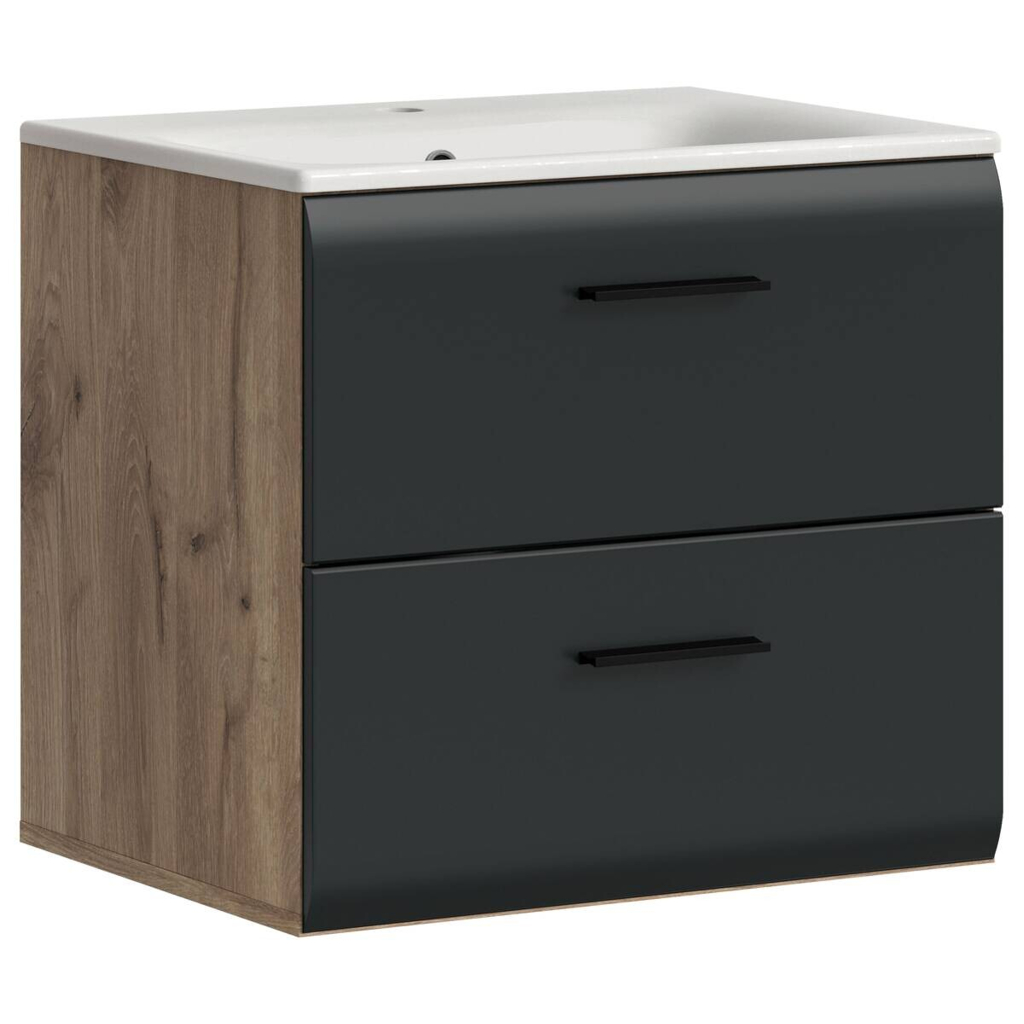 Waschplatz Ice Nox Oak Nachbildung schwarz matt B/H/T: ca. 60x55x46 cm