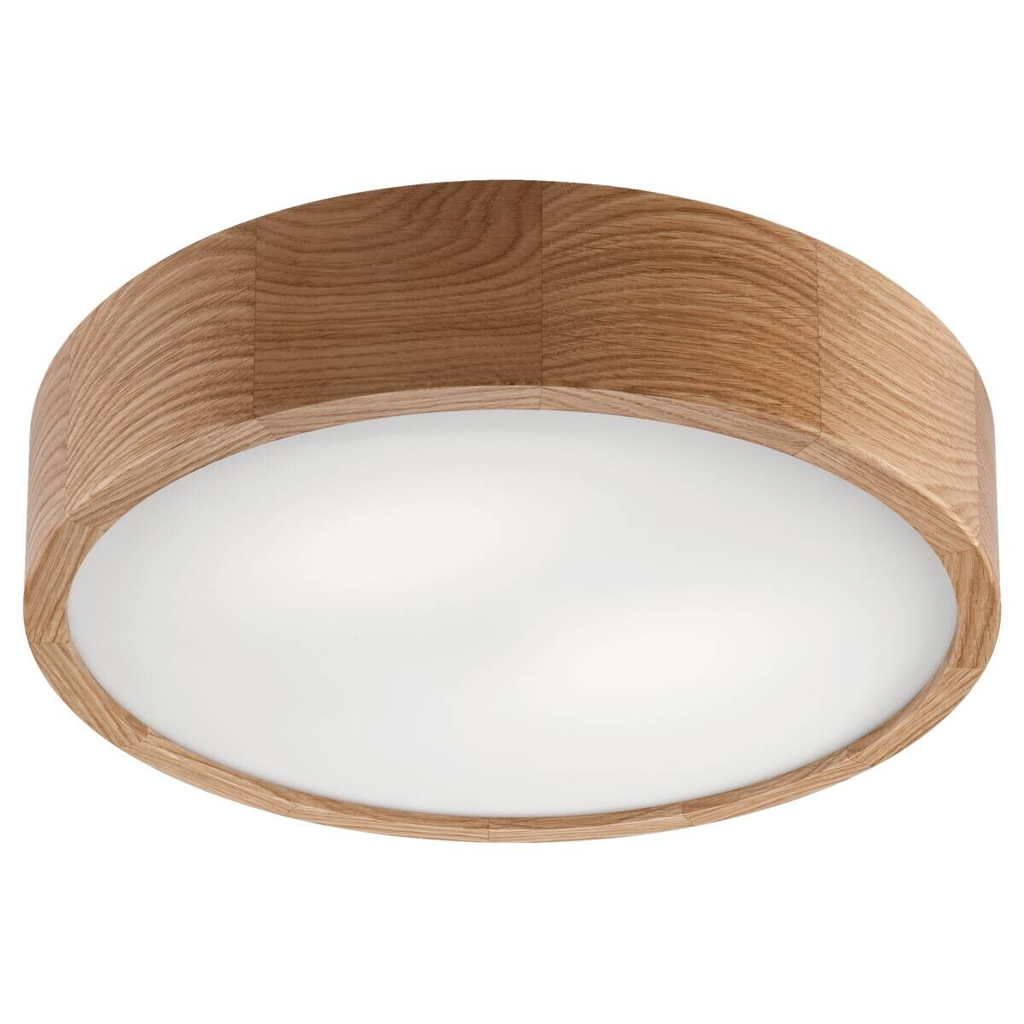 Lamkur Deckenleuchte Eveline Eiche Glas Holz H/L: ca. 8x37 cm E27 2 Brennstellen