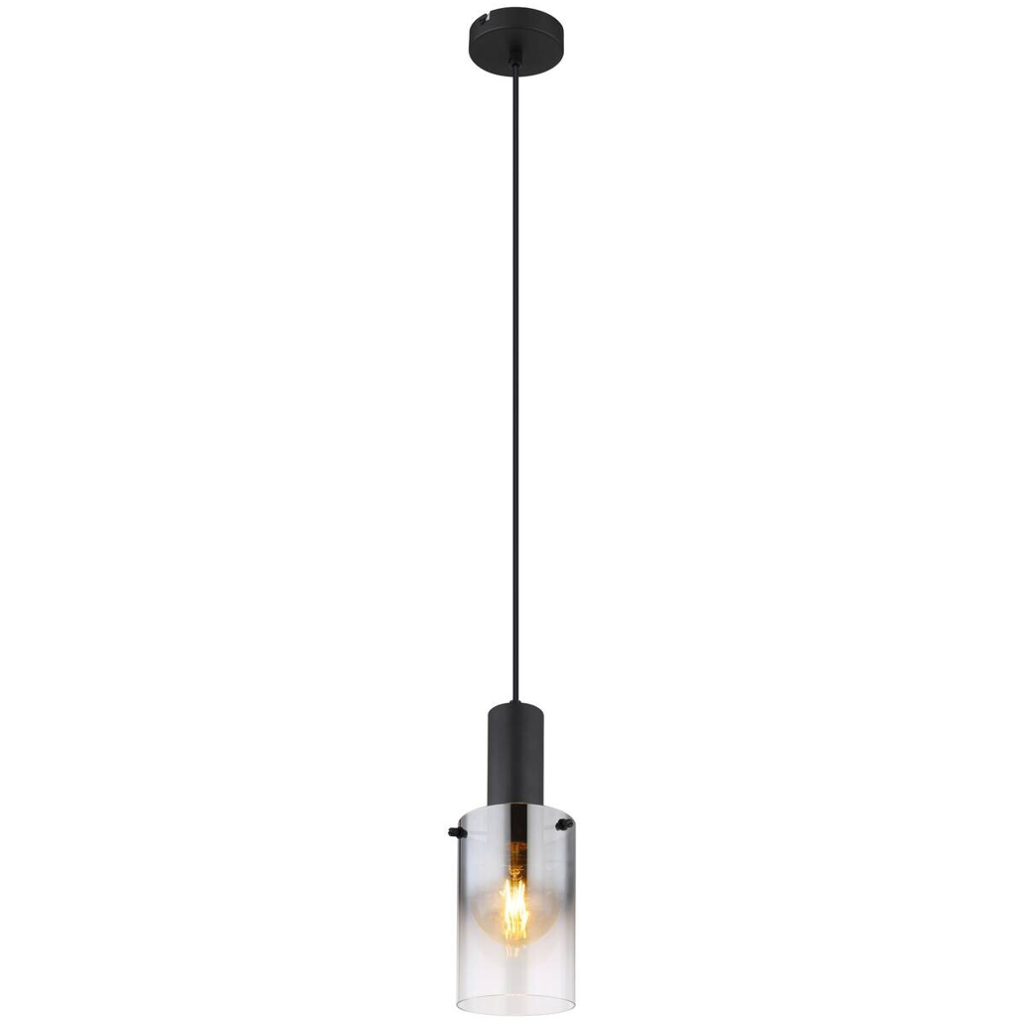 Pendelleuchte Florentina schwarz Glas Metall H/D: ca. 150x12,5 cm E27 1 Brennstellen