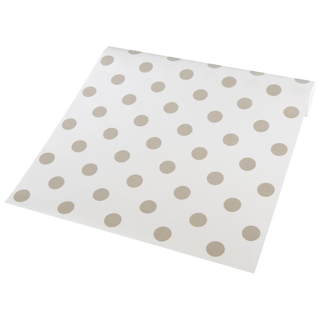 Vliestapete Punkte weiß beige B/L: ca. 53x1005 cm