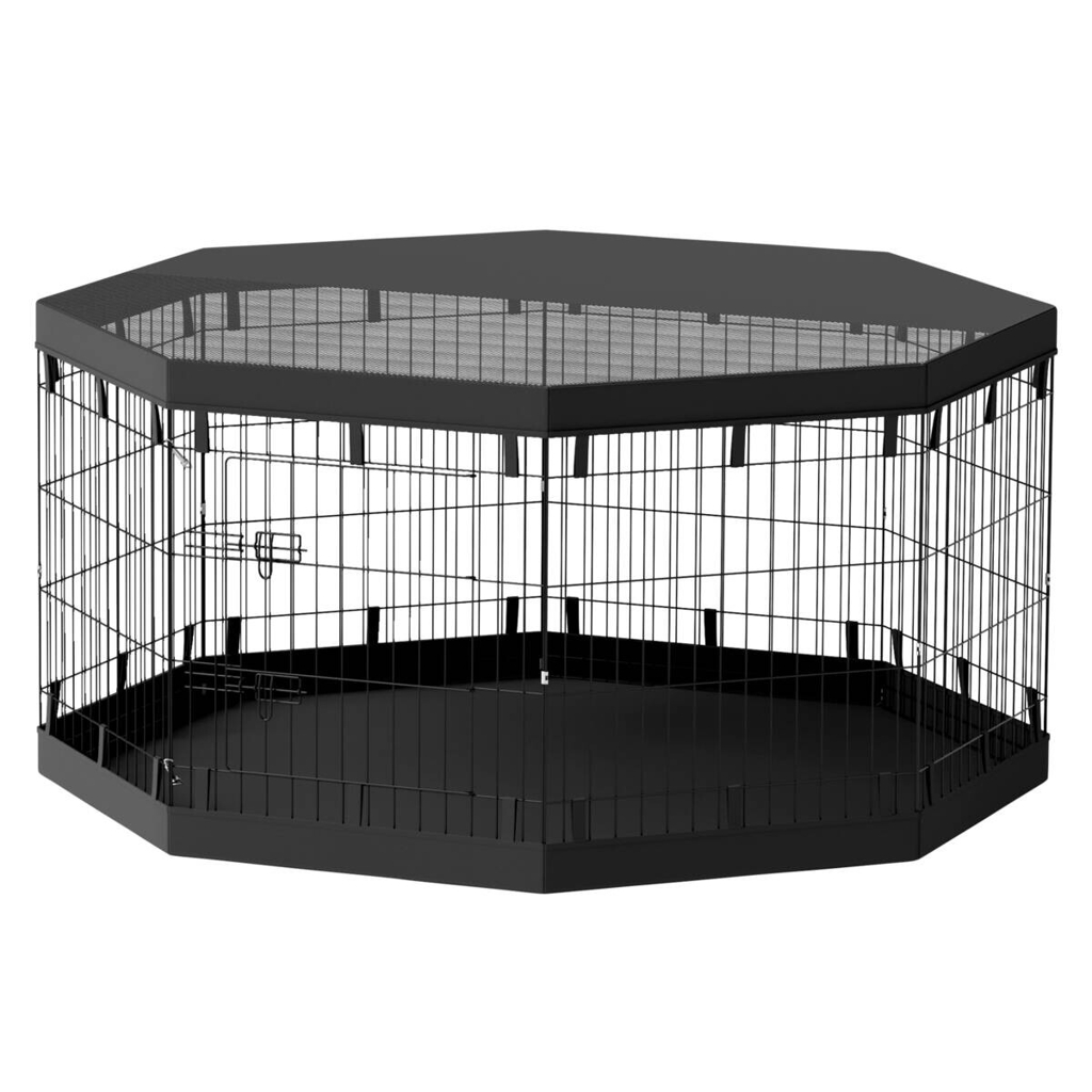 PawHut Welpenauslauf schwarz Stahl B/H/L: ca. 159x76x159 cm