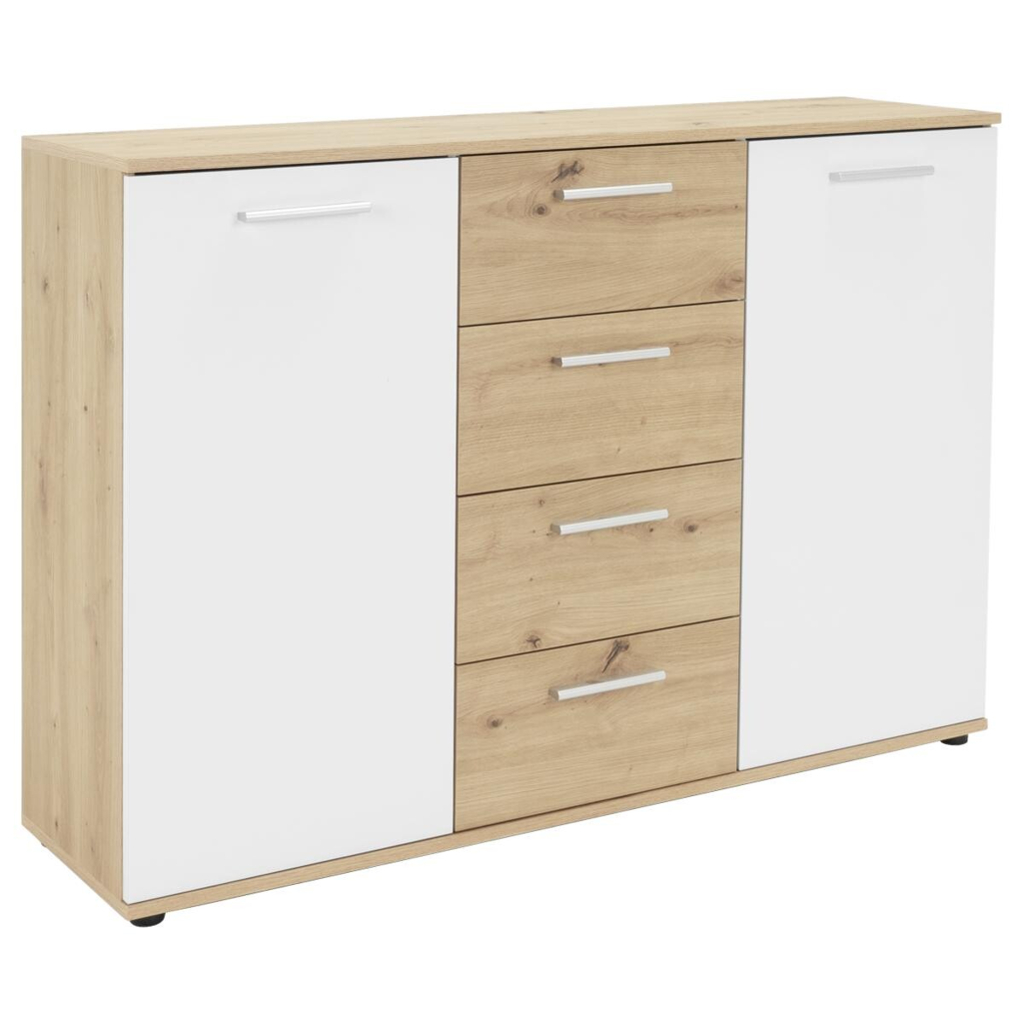 Kommode Jacky 2 Eiche Artisan Nachbildung weiß B/H/T: ca. 120x85x35 cm