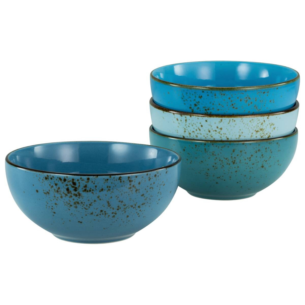 CreaTable Schalen-Set Nature Collection Aqua blau Steinzeug 4 tlg.