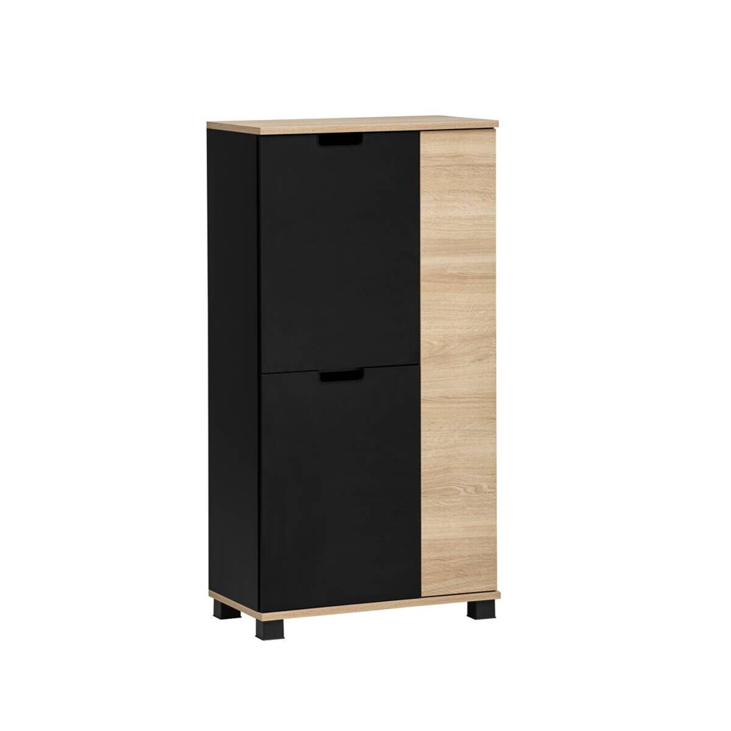 Highboard Emmik schwarz matt Eiche Eiche weiß Nachbildung B/H/T: ca. 59,8x116,9x32,6 cm