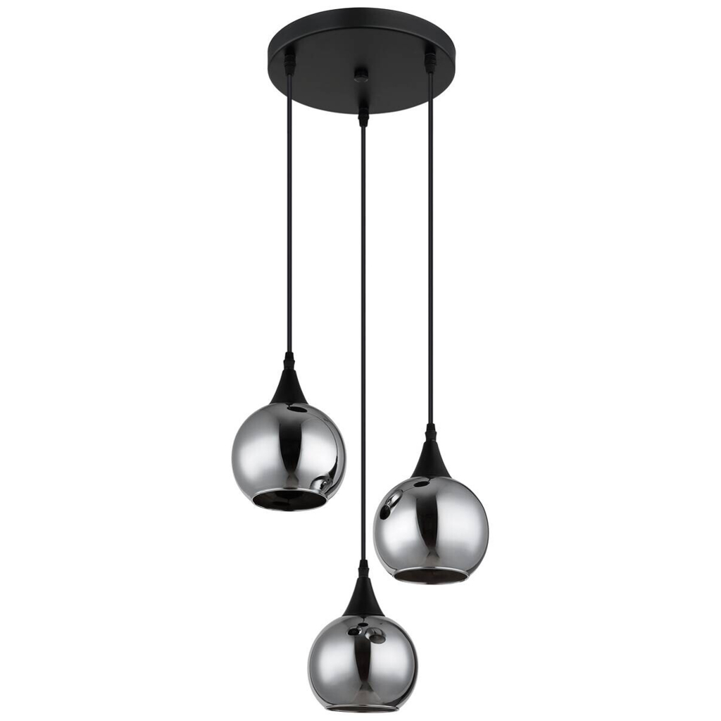GLOBO Pendelleuchte Nika schwarz Glas Metall E27 3 Brennstellen