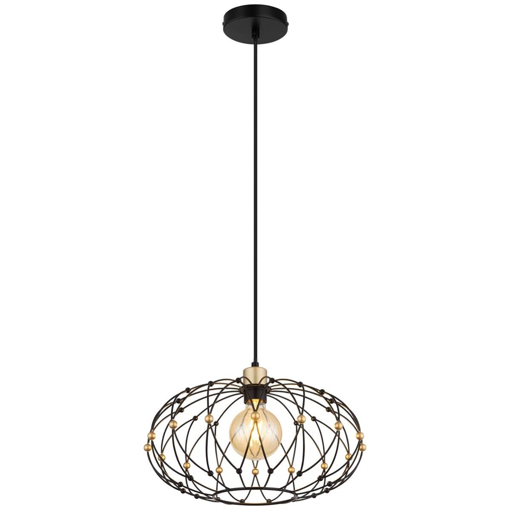 GLOBO Pendelleuchte mattschwarz Metall H/D: ca. 150x40 cm E27 1 Brennstellen