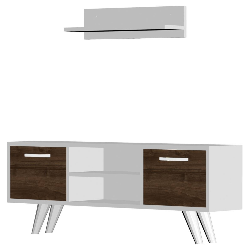 Wohnwand Likya weiß walnuss Nachbildung B/H/T: ca. 120x41x25 cm