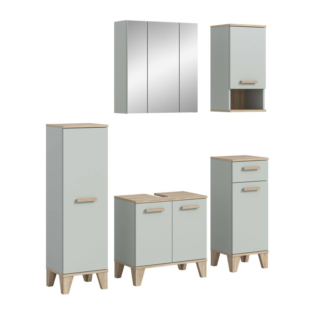 Badezimmer-Set STAR hellgrün Eiche hell Nachbildung B/H/T: ca. 158x190x34 cm
