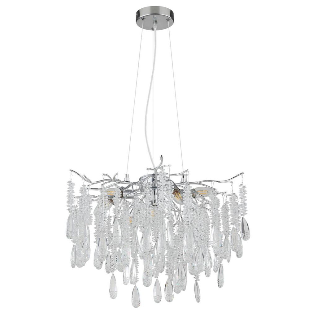 GLOBO Luster gold klar amber Metall Glas H/D: ca. 120x60 cm E14 8 Brennstellen