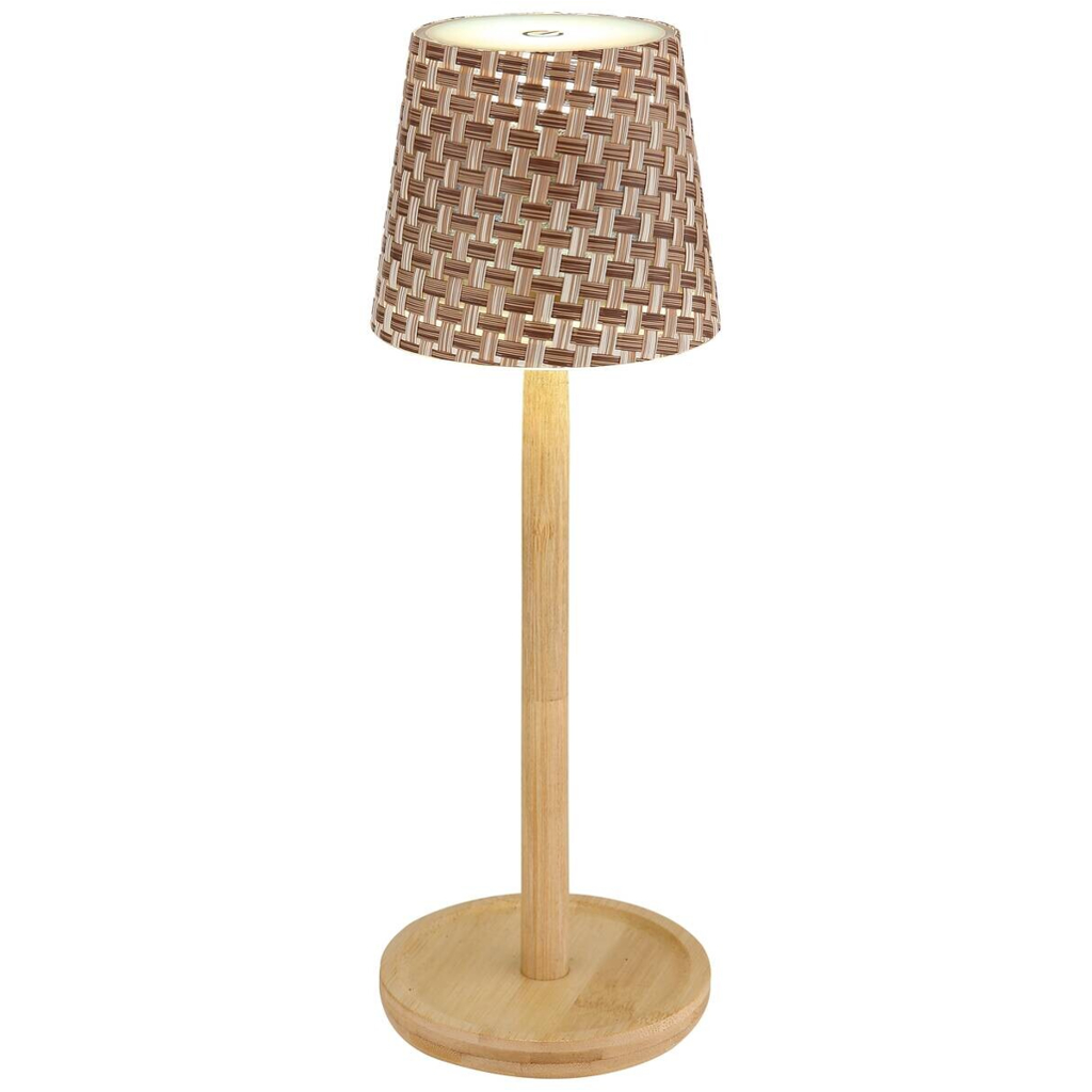GLOBO LED-Tischleuchte RIDS 58438BAS braun Opal natur Kunststoff Bambus H/D: ca. 33x11 cm 1 Brennstellen