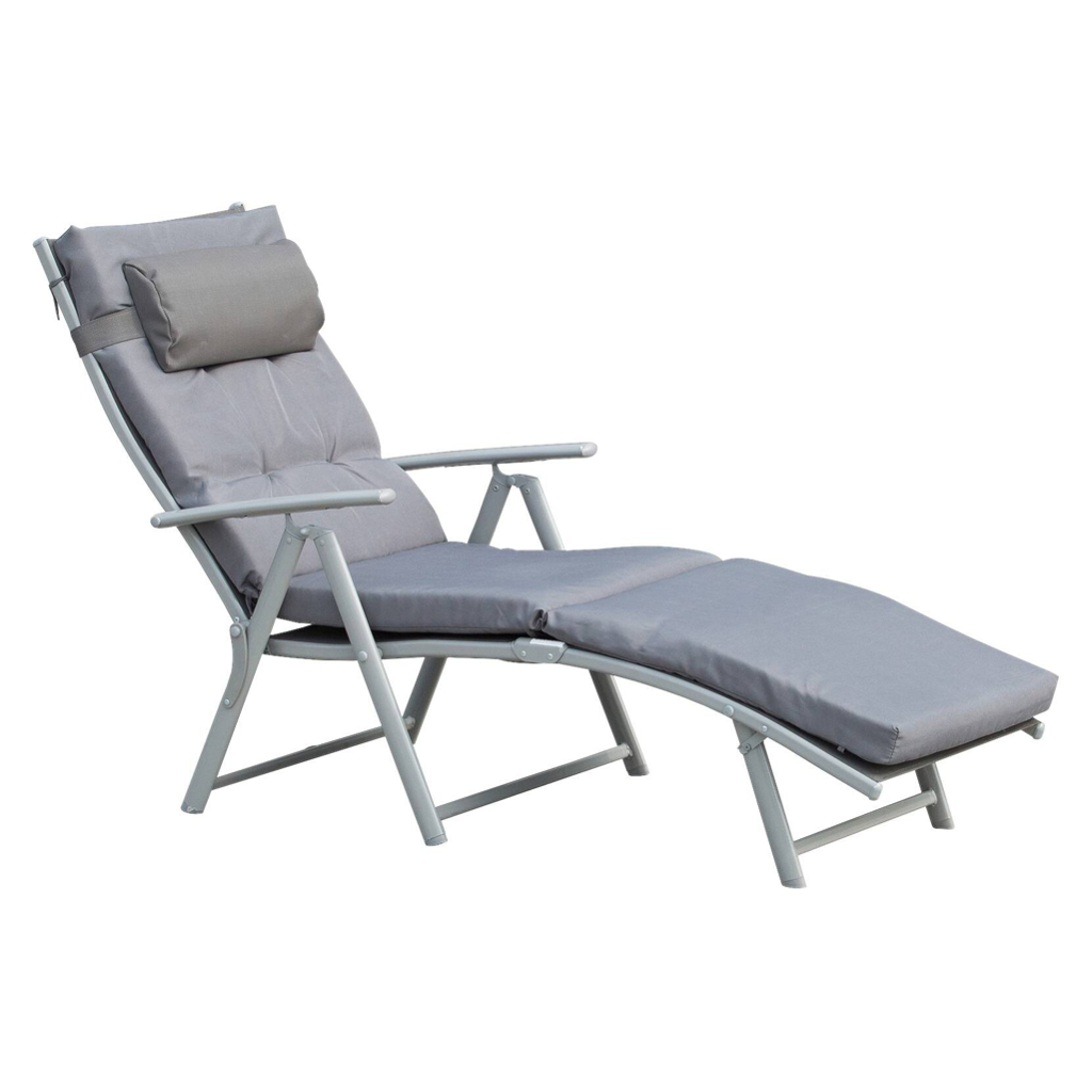 Outsunny Sonnenliege grau Metall B/H/L: ca. 64x101x180 cm
