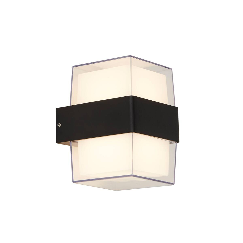 LED-Außenwandleuchte schwarz weiß klar B/H/T: ca. 10x13x11 cm