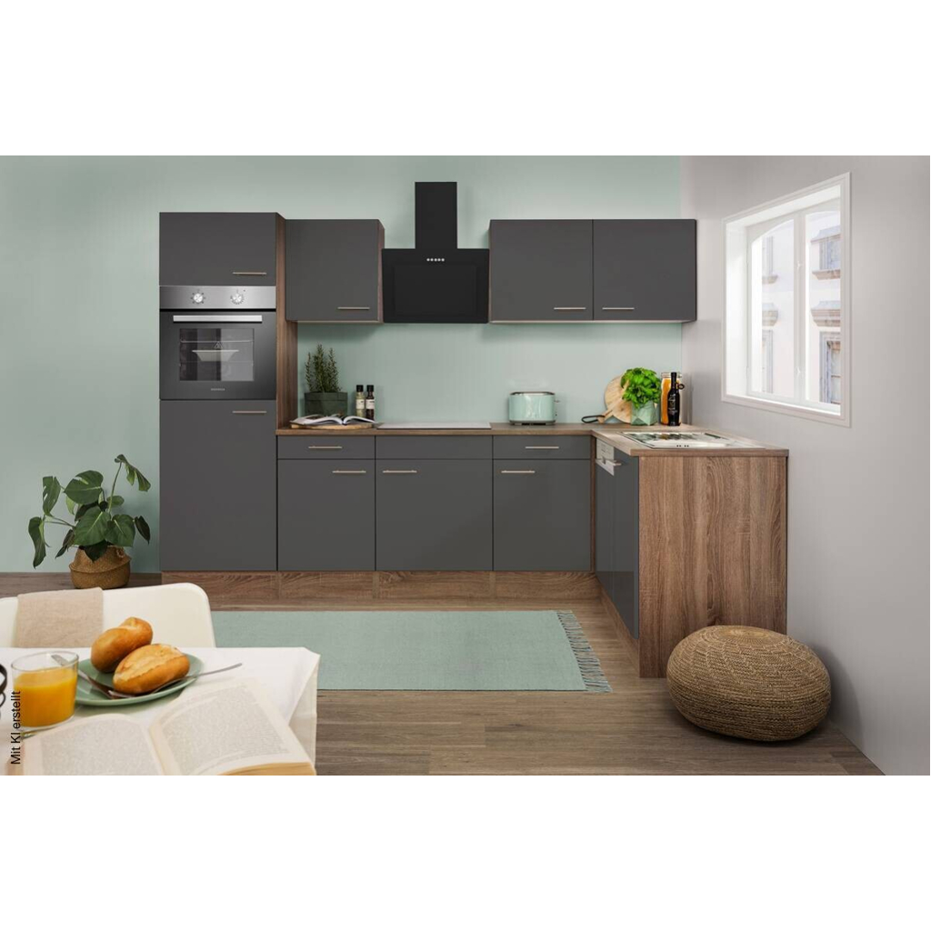 Respekta Winkelküche KBL280EYGS grau B/H/T: ca. 280x205x172 cm