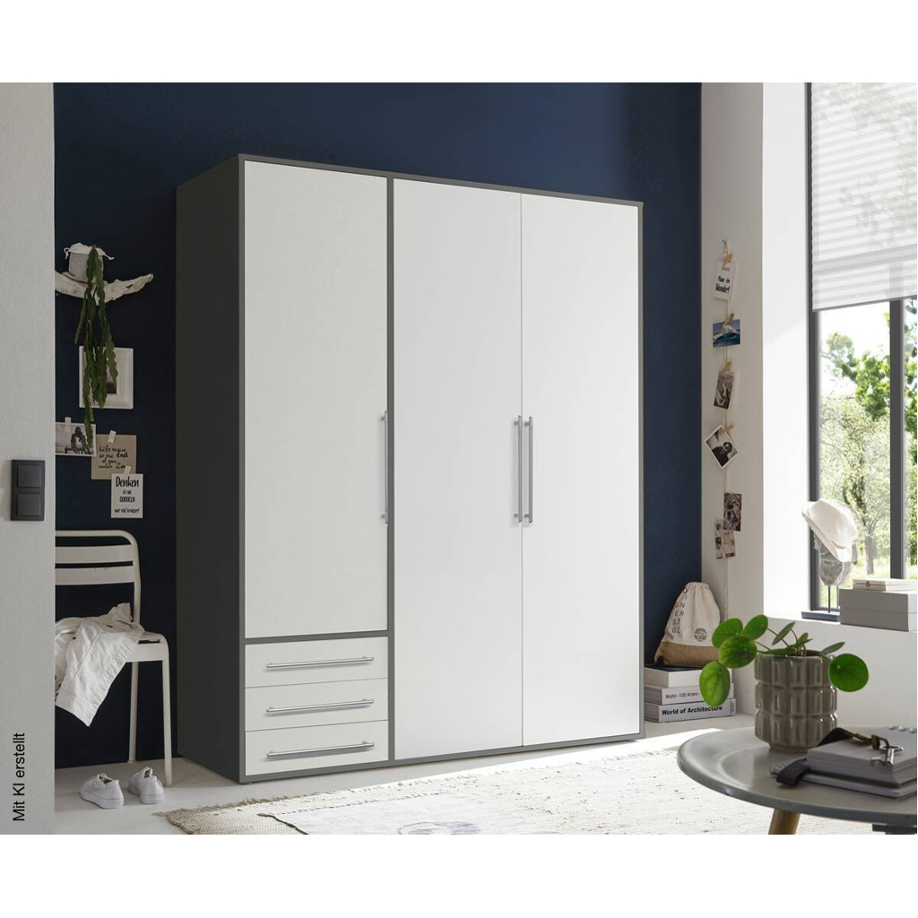 Kleiderschrank Lyss Graphit weiß B/H/T: ca. 155x194x58 cm