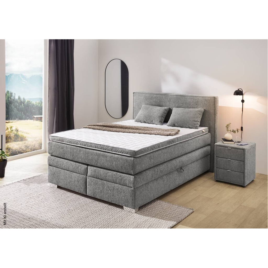 Boxspringbett grau dunkel Liegefläche B/L: ca. 140x200 cm