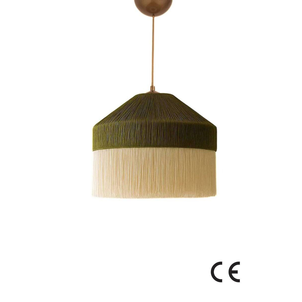 Opviq Pendelleuchte grün creme Kunststoff B/H/T/L/D: ca. 40x70x40x40x40 cm E27 1 Brennstellen