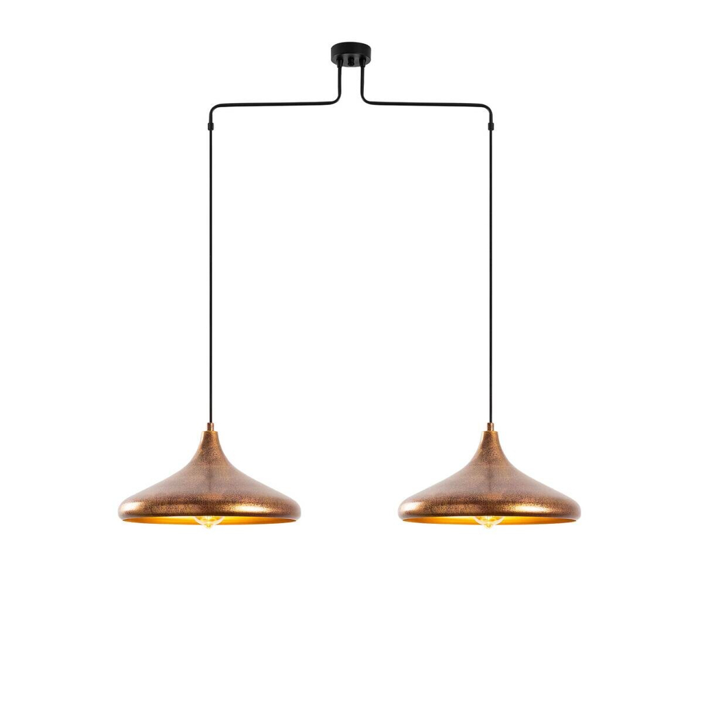 Opviq Pendelleuchte braun Metall B/H/T/L: ca. 100x132x35x100 cm E27 2 Brennstellen