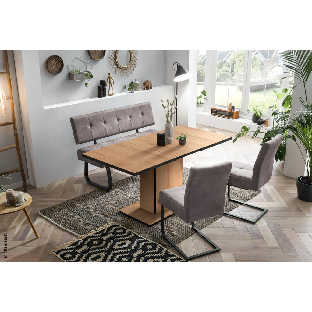 Essgruppe Luise II Eiche anthrazit Microfaser B/H/T: ca. 160x76x80 cm