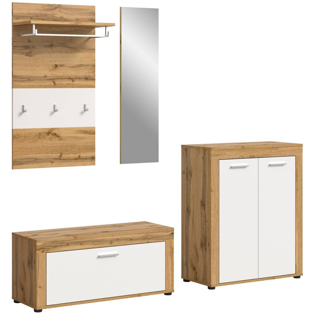 Garderobe JAM Eiche Wotan Nachbildung weiß B/H/T: ca. 200x191x35 cm