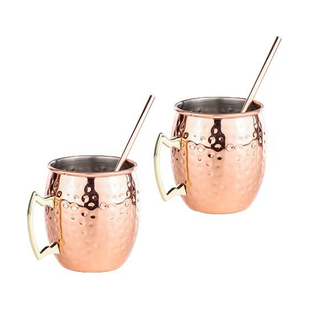 HI Kupferbecher 2er-Set Moscow Mule Kupfer Edelstahl