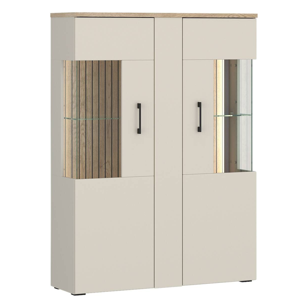 Highboardvitrine Cashmere Eiche Nachbildung Spanplatte B/H/T: ca. 99x138x35 cm