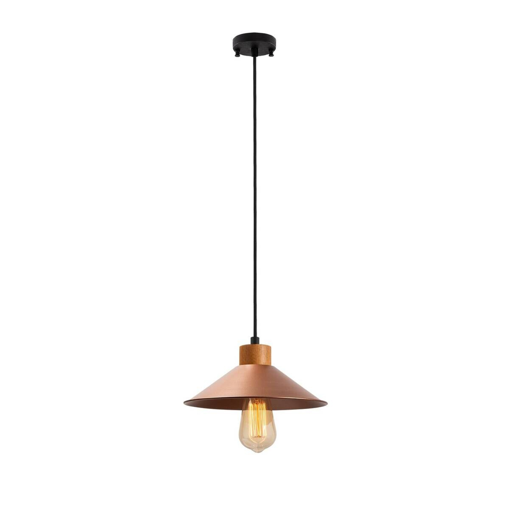 Opviq Pendelleuchte Kupfer Holz B/H/T/L: ca. 103x103x24x103 cm E27 1 Brennstellen