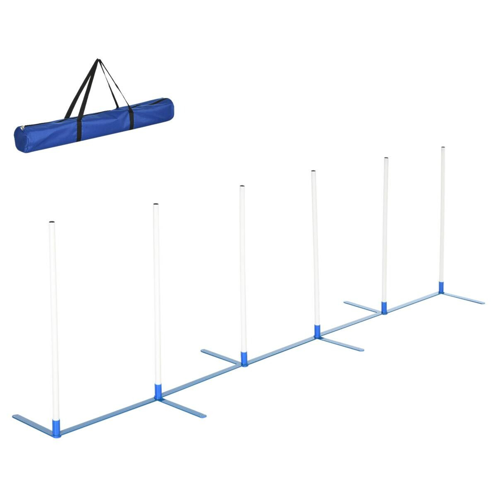 PawHut Hunde-Agility-Set blau Kunststoff B/H/L: ca. 60x94x305 cm