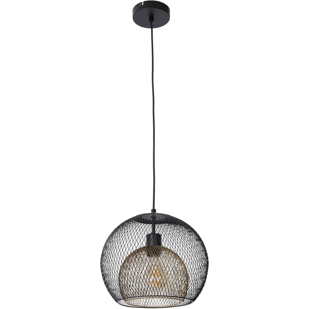 GLOBO Pendelleuchte SELINA 30260108X gold schwarz Metall H/D: ca. 150x30 cm E27 1 Brennstellen