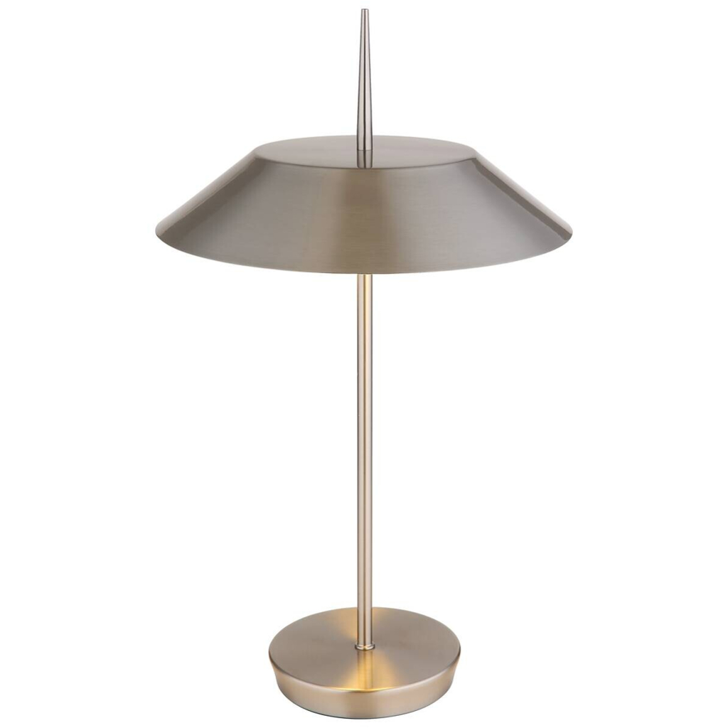 GLOBO Tischleuchte BRENLOR 21032N nickel Textil Metall H/D: ca. 52x30 cm E27 2 Brennstellen