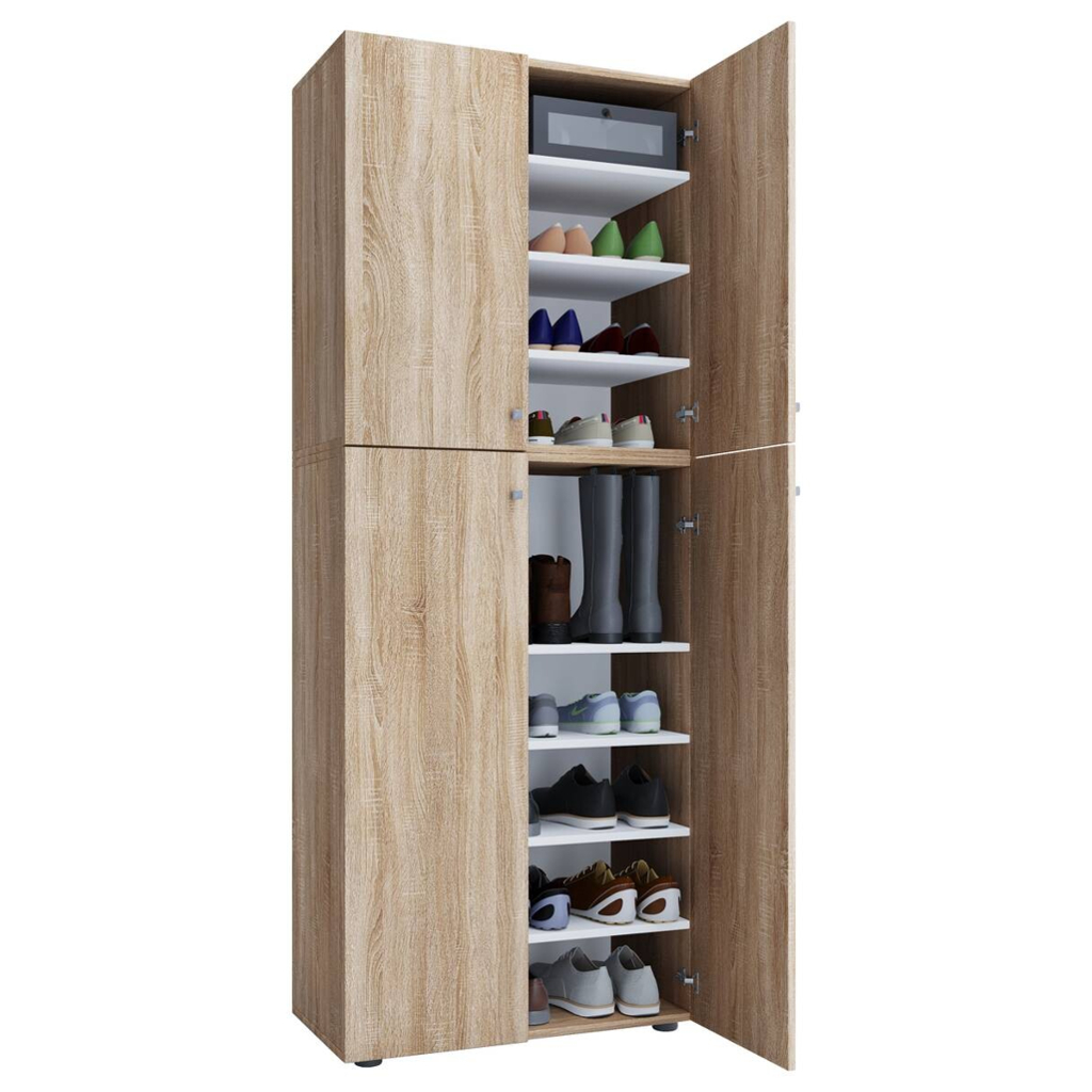 Schuhschrank Lona XXL Eiche Sonoma Nachbildung weiß