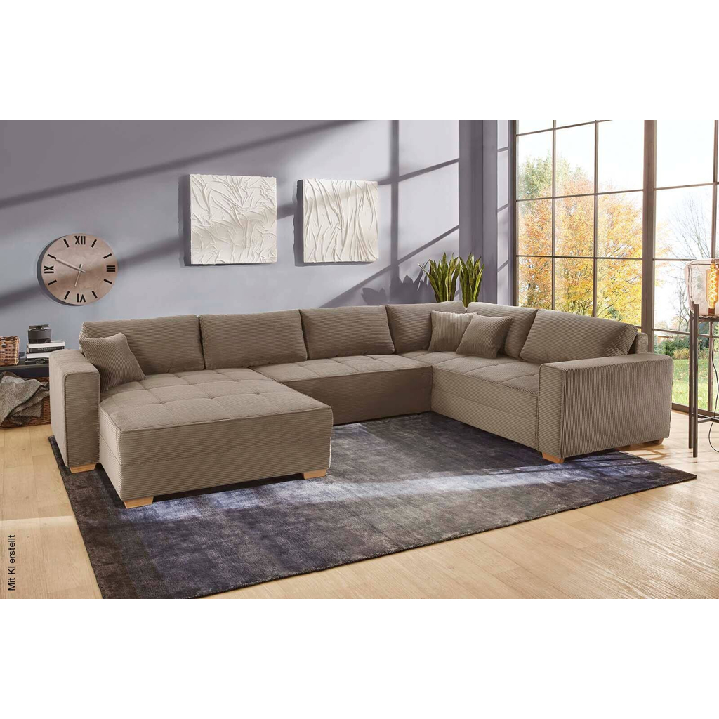 Wohnlandschaft taupe Microfaser B/H/T: ca. 379x86x227 cm