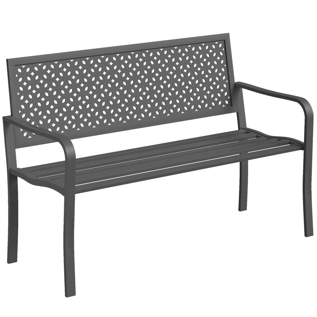 Gartenbank dunkelgrau Stahl B/H/L: ca. 61x85x127 cm