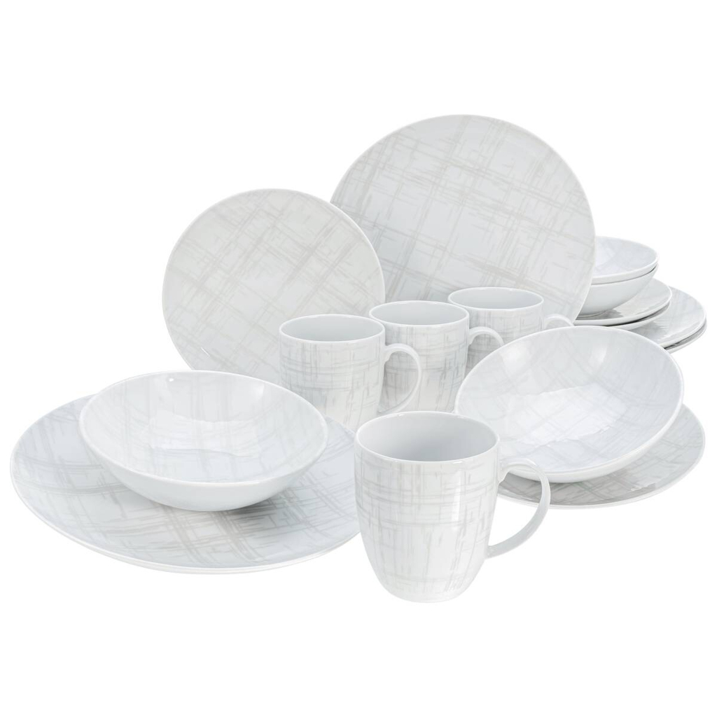 CreaTable Kombiservice Home Shabby Chic weiß Porzellan 16 tlg.