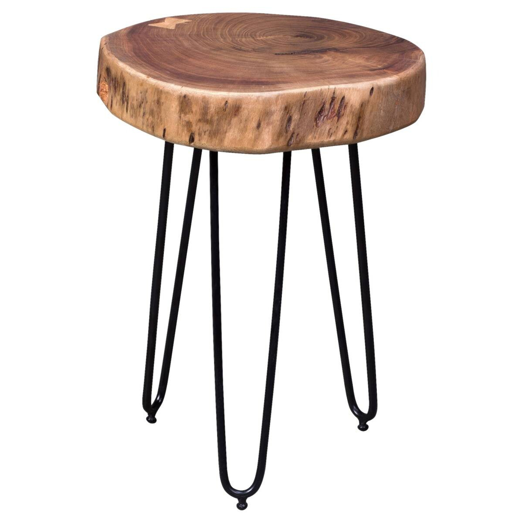 Beistelltisch natur schwarz Akazie Metall B/H/T: ca. 35x45x35 cm
