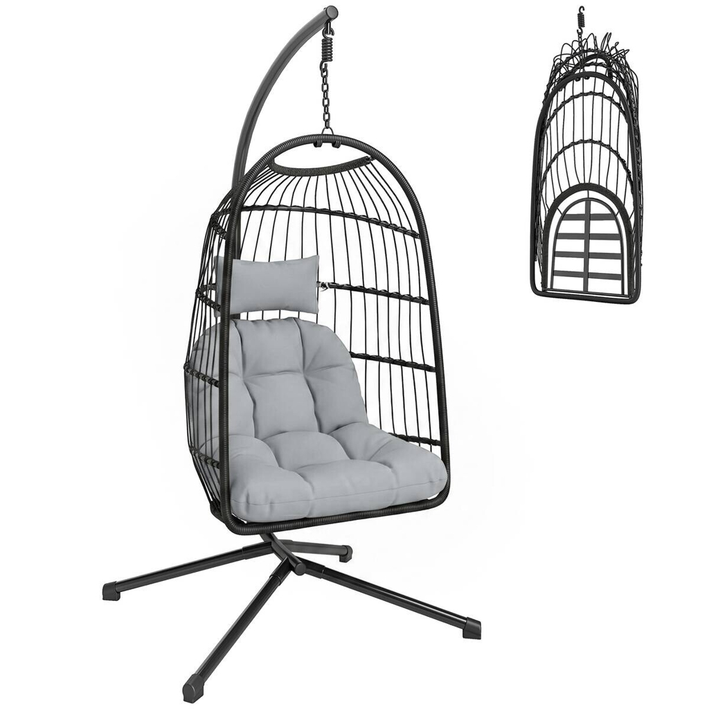 Outsunny Korbhängesessel hellgrau Metall B/H/L: ca. 101x196x105 cm
