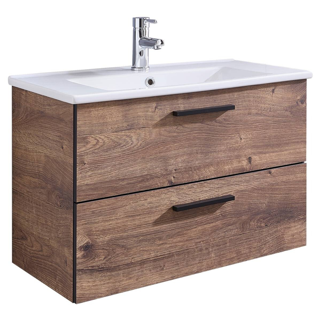 Waschbeckenunterschrank Quickset 374 Eiche Ribeck Nachbildung B/H/T: ca. 75x53x45 cm