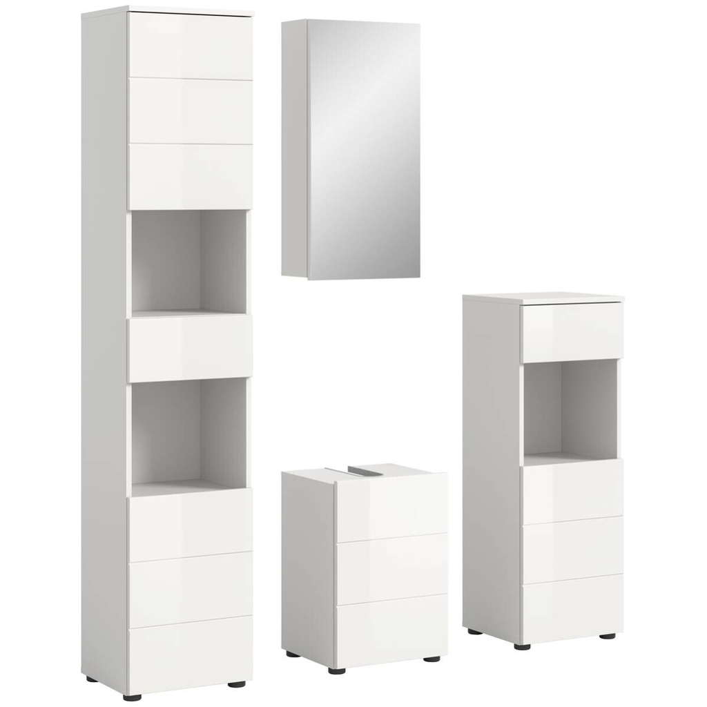 Badezimmer-Set VIRA weiß weiß Hochglanz B/H/T: ca. 144x190x34 cm
