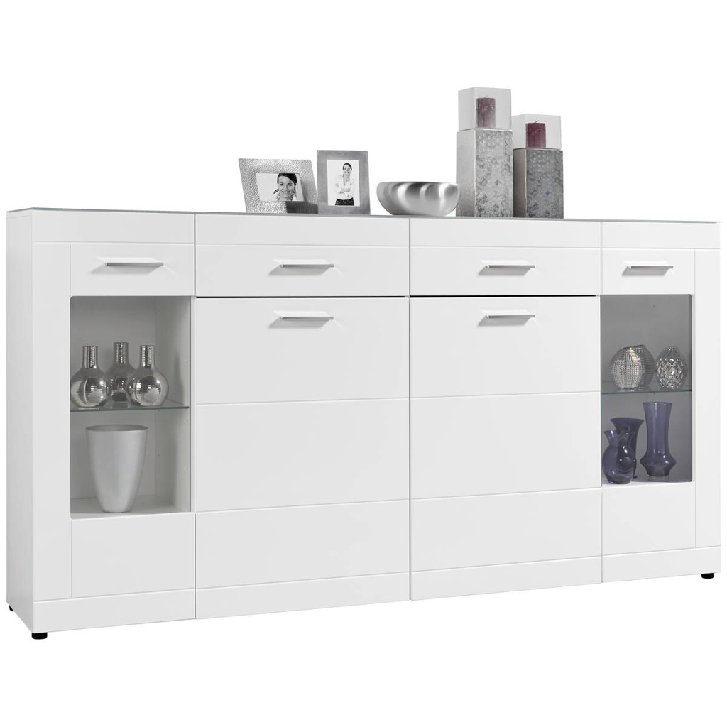 Highboard Atlanta weiß Hochglanz perlweiß Optik B/H/T: ca. 210x111x40 cm