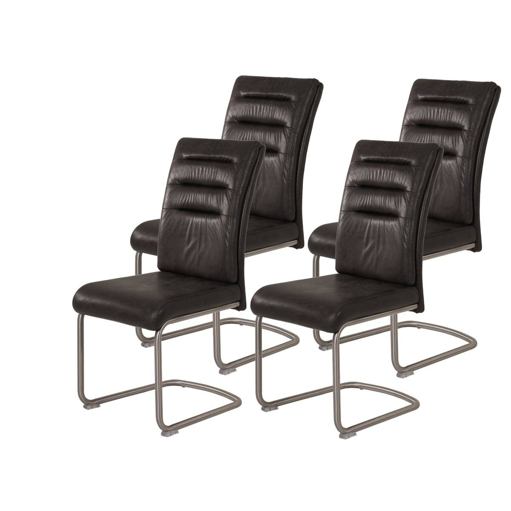 Schwingstuhl Paula 4er Set anthrazit Vintage Microfaser B/H/T: ca. 45x102x65 cm
