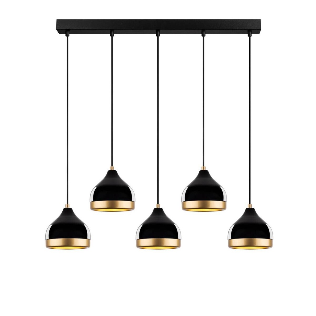Opviq Pendelleuchte Yldo schwarz B/H/T/L: ca. 90x111x17x90 cm E27 5 Brennstellen