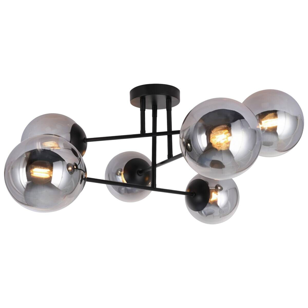 POCOline Deckenleuchte Space schwarz Rauchglas B/H/T: ca. 66x30x66 cm E14 6 Brennstellen