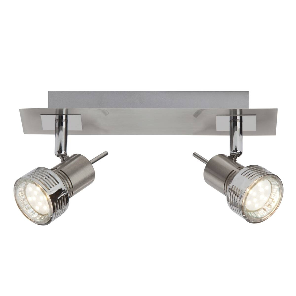 Brilliant Spotbalken Kassandra G34729/77 nickel Chrom Metall B/H/T: ca. 30,5x15x6,5 cm 2 Brennstellen