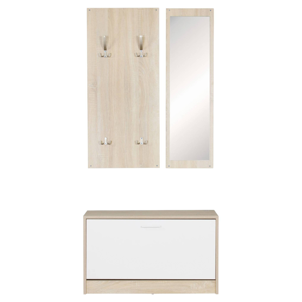 Garderobe Eiche Sonoma Nachbildung weiß B/T: ca. 80x27 cm
