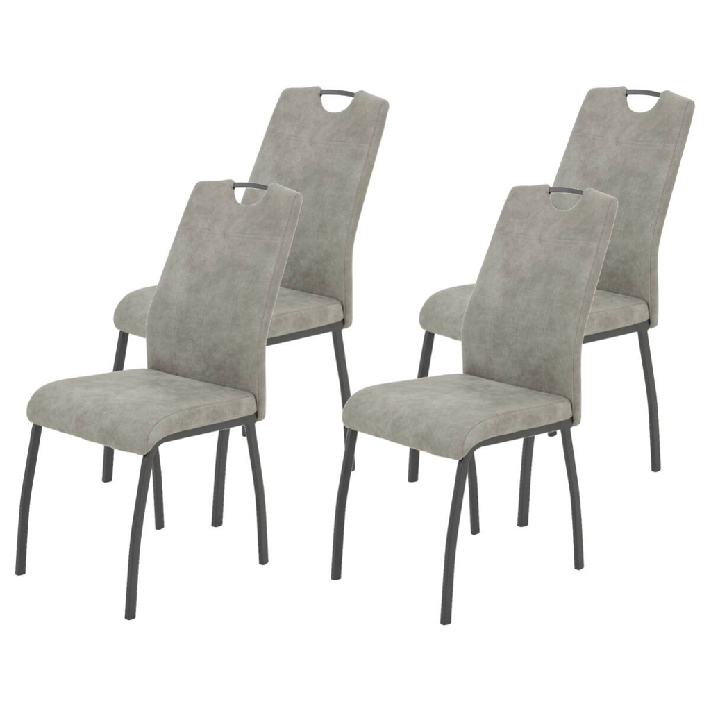 Stuhl 4er Set ELIF III grau Vintage grau Microfaser Metall B/H/T: ca. 44x96x64 cm