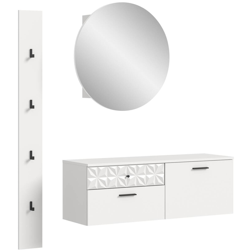Garderobe Prisma weiß weiß Hochglanz B/H/T: ca. 141x192x34 cm