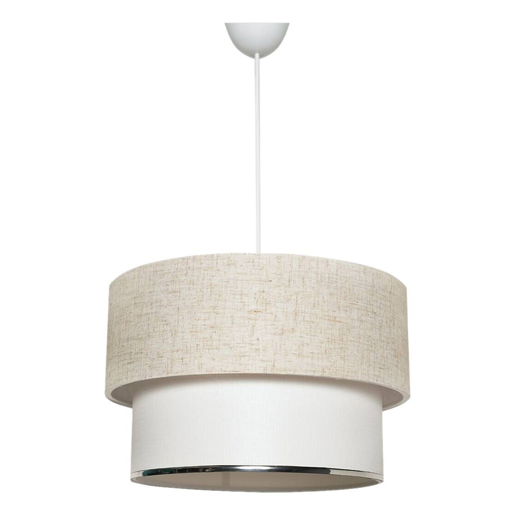 Opviq Pendelleuchte Leslie weiß creme Stoff B/H/T/L/D: ca. 30x65x30x30x30 cm E27 1 Brennstellen