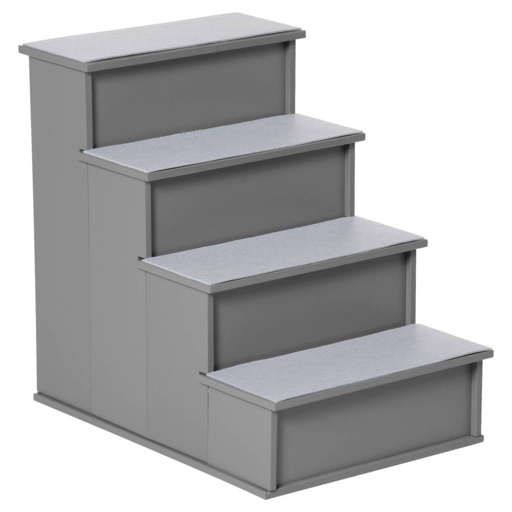 PawHut Haustiertreppe grau Plüsch B/H/L: ca. 59x54,2x40 cm