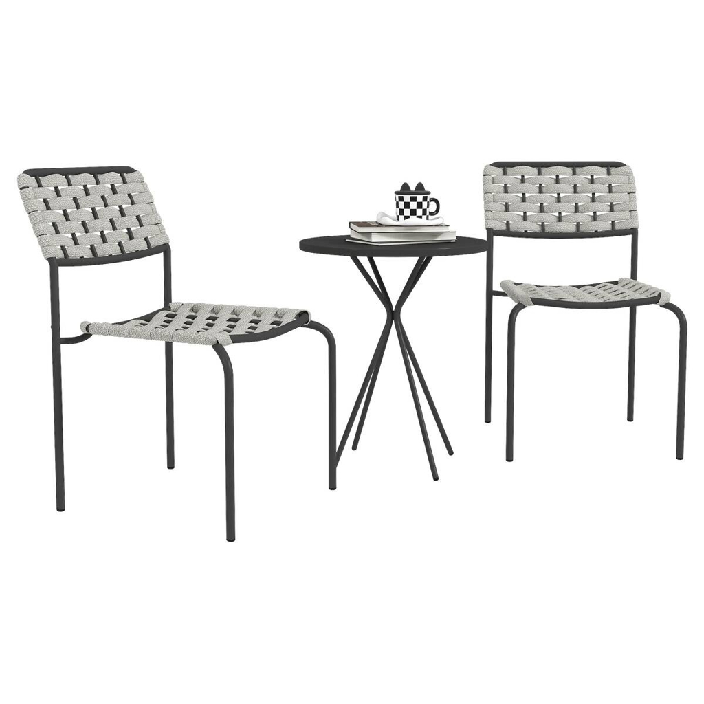 Outsunny Balkonmöbel Set grau Polyester B/H/L: ca. 46x80x60 cm