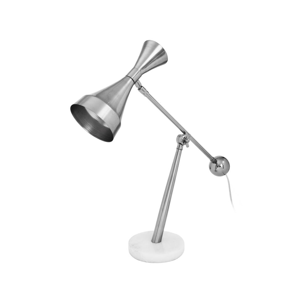 Kayoom Tischleuchte silber Eisen Marmor Aluminium B/H/L: ca. 23x65x50 cm E27 1 Brennstellen
