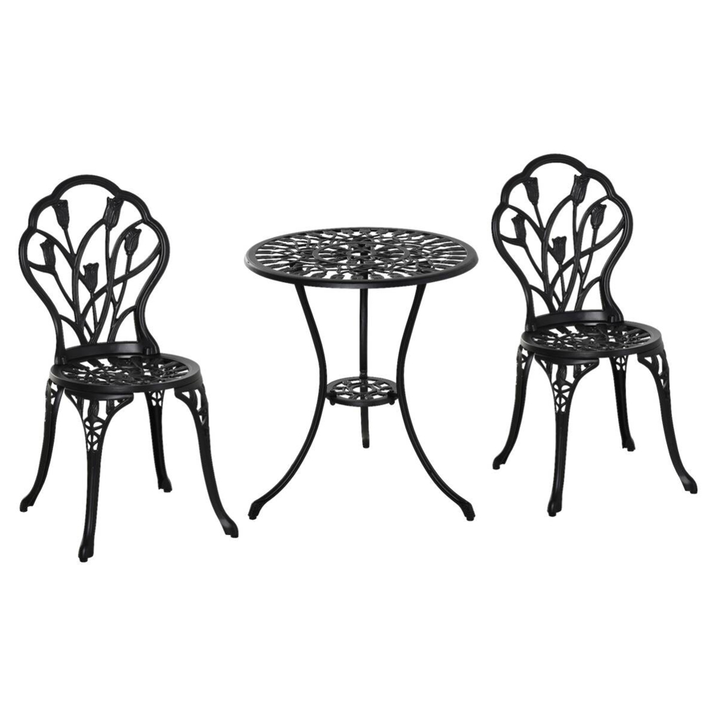 Outsunny Bistro-Set schwarz Aluminium B/H/L: ca. 60x67x60 cm